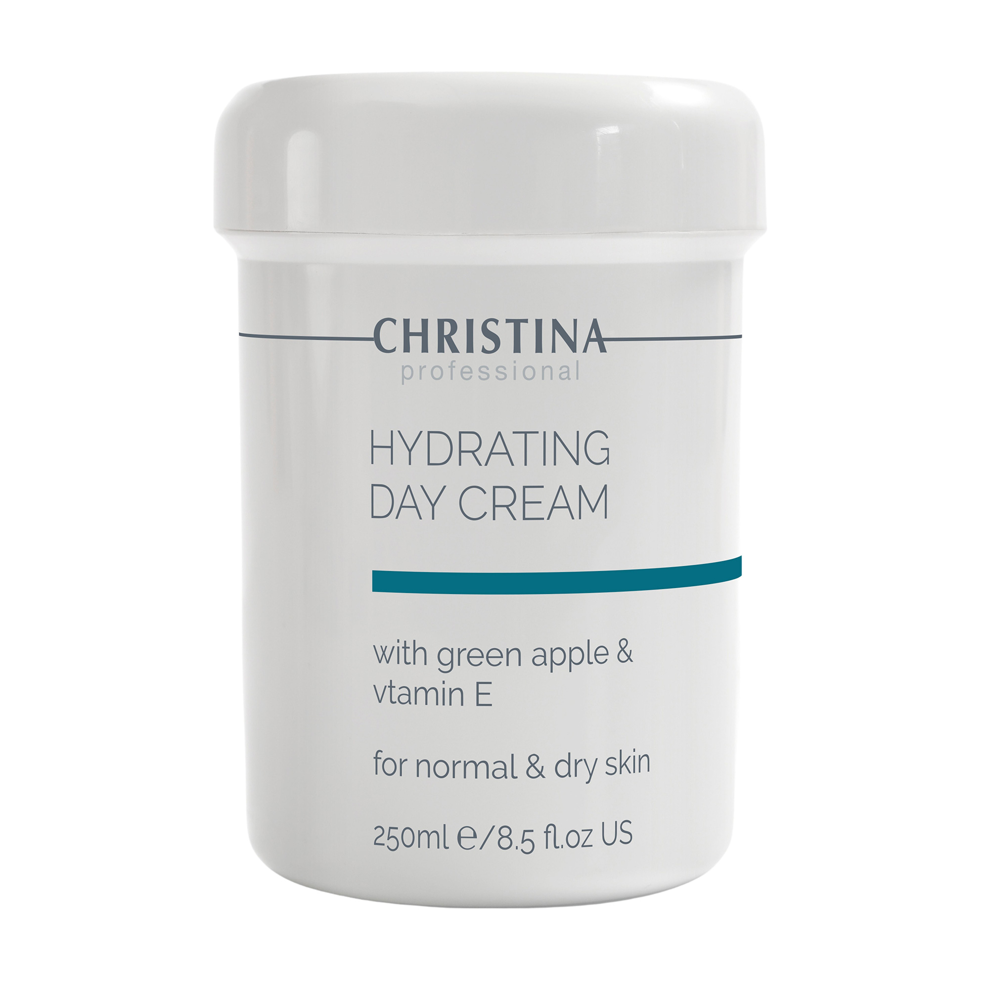 Зволожувальний денний крем для обличчя Christina Hydrating Day Cream Green Apple + Vitamin E, з яблуком і вітаміном Е, для нормальної  та сухої шкіри, 250 мл